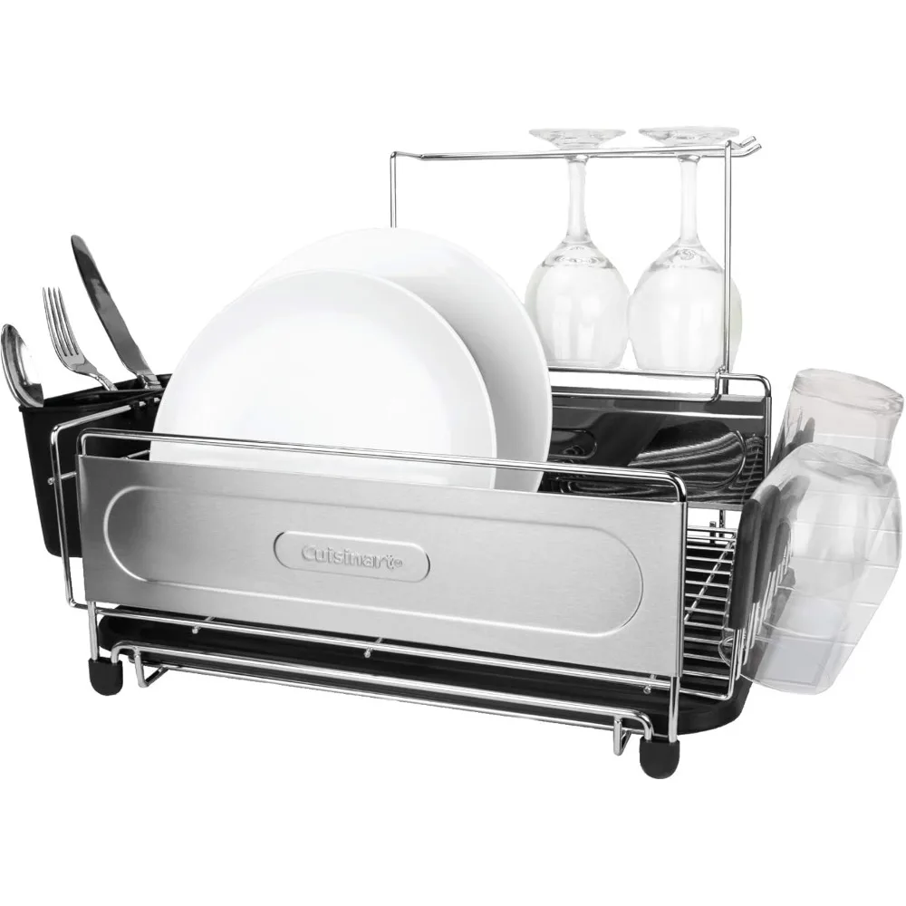 

Stainless Steel Dish Drying Rack – Includes Wire Dish Drying Rack, Utensil Caddy, Draining Board, Stemware Holder