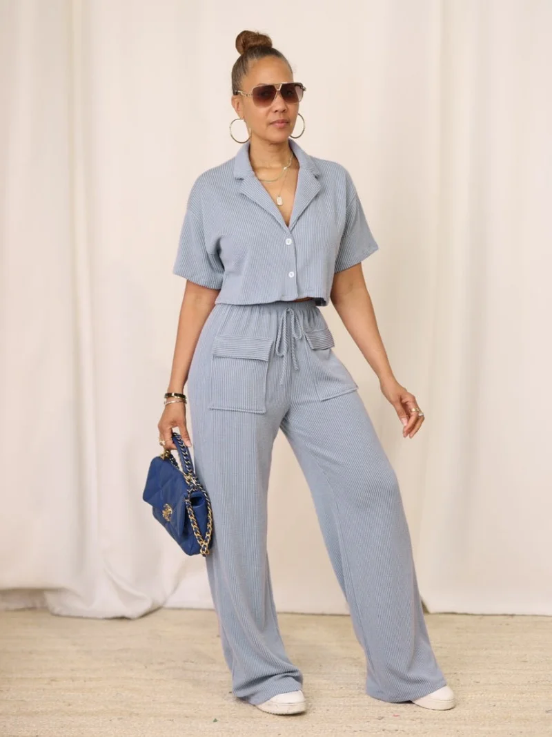 

Streetwear 2 Piece Sets Women Outfit Summer Clothes Women 2025 Short Sleeve Shirt Top and Pant Sets Casual Tracksuits Woman Sets