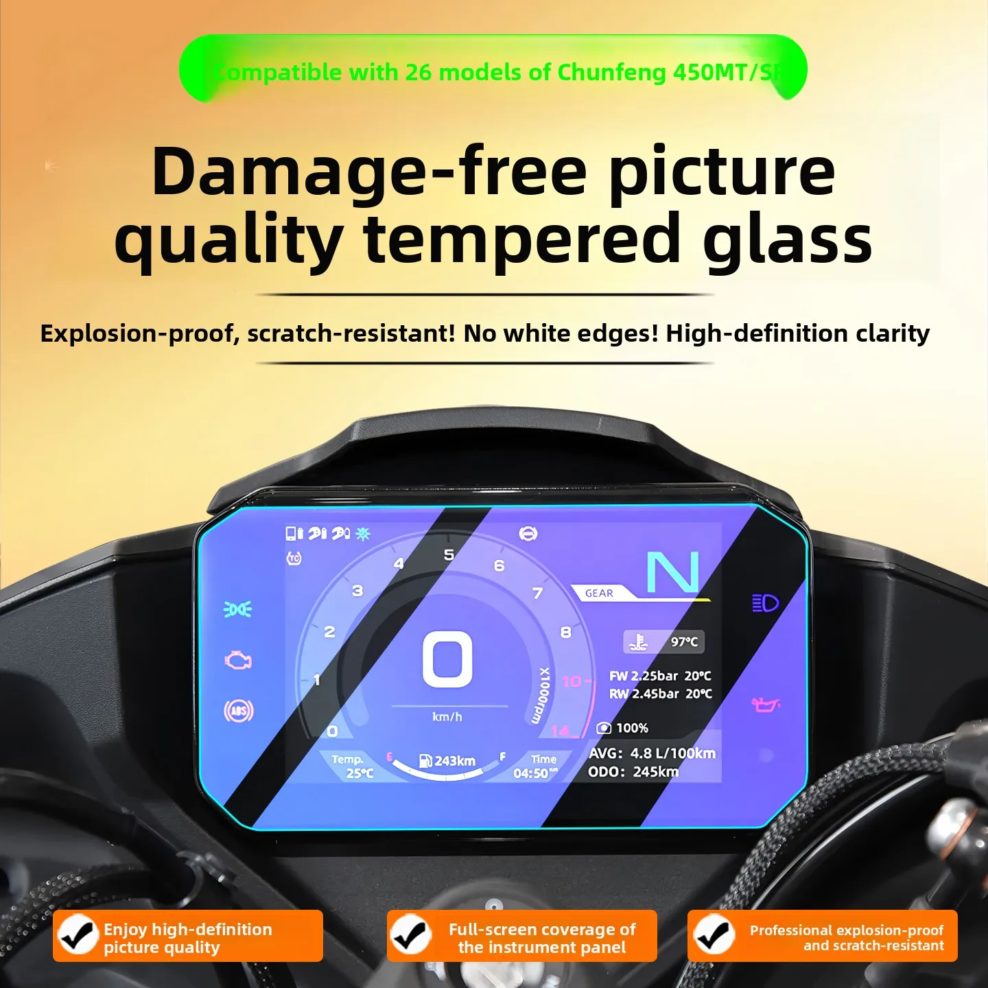 Tempered Tempered Glass Motorcycle Instrument Film Protection Modification Accessories for Fengchong 450Mt 450Srsrs 675Sr Models - Aliexpress Deal