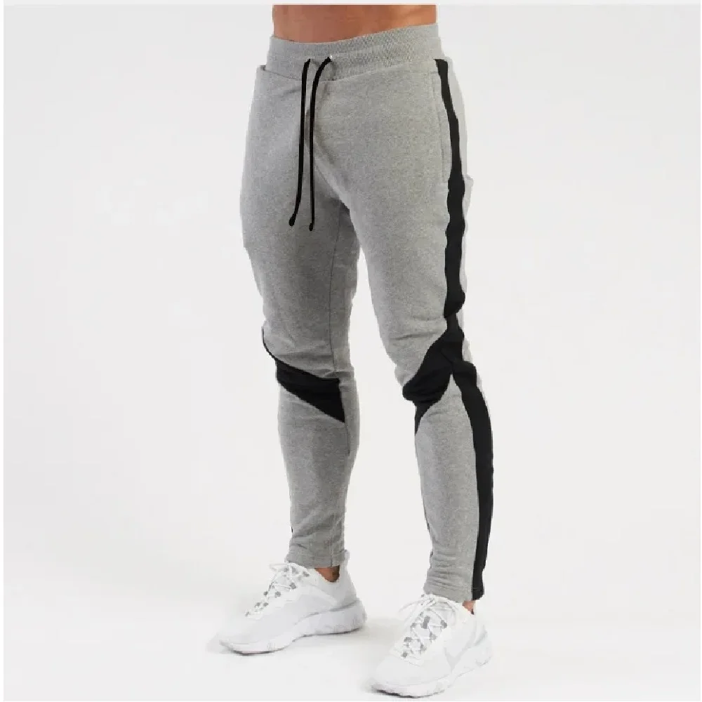 2024 Men\'s Fashion Sports Fitness Jogging Pants Autumn and Winter New Casual Color blocked Cotton Loose Small Foot Guard Pants