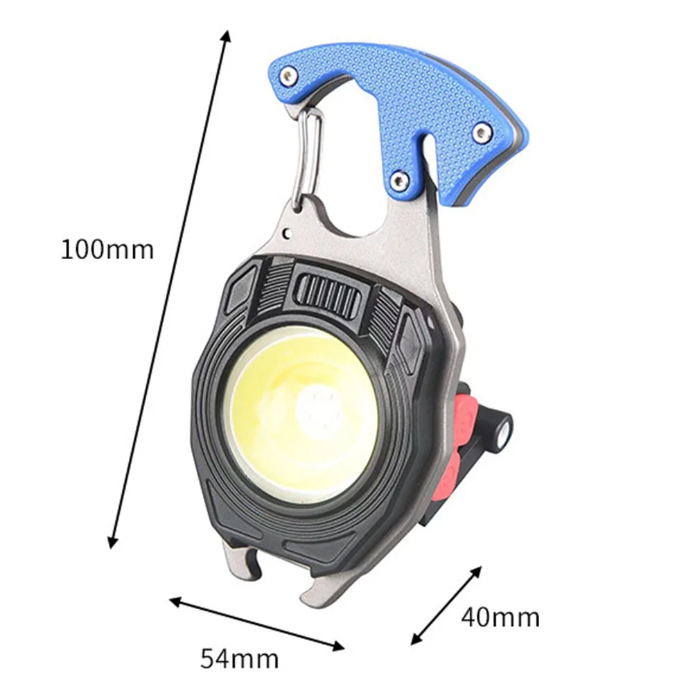 Mini lampe porte-clés multifonctionnelle, haute luminosité, lampe de travail COB, lampe de réparation USB, lumière d'urgence, lampe de camping en plein air, ouvre-bouteille