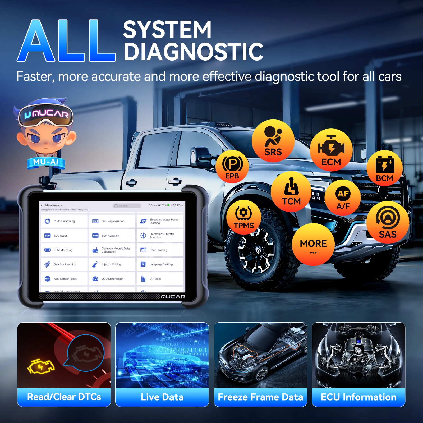 MUCAR 892BT OBD2 Scanner Full System Diagnostic Tools 35 Reset Lifetime Free Update BI-Direction DOIP CANFD 2025 Automotive Tool