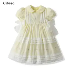 2024 Clibeso Girls Spanish Handmade Dress Girl Kids Flower Embroidery Dresses Children Vintage Boutique Lace Bow Clothing