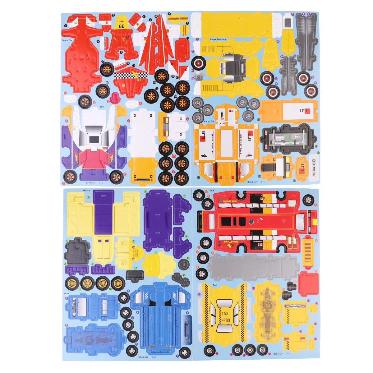 8Pcs 3D Car Paper DIY Craft Kit Fine Motor Skills Development Puzzle for Boys Girls Educational Playtime Learning