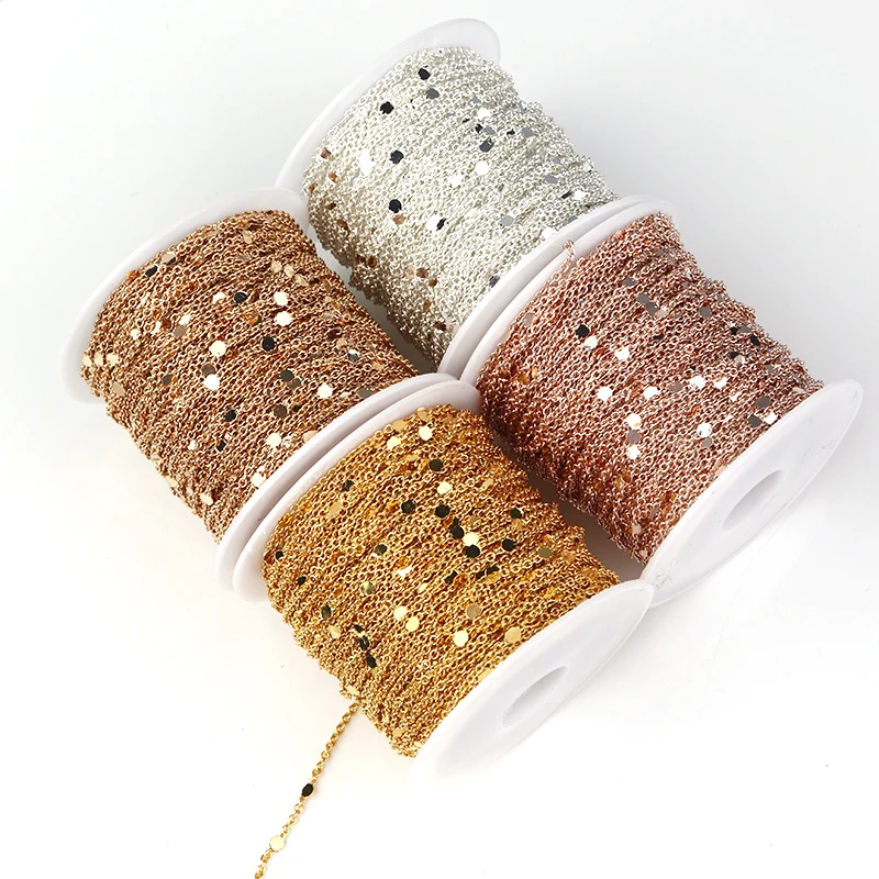 10 Yards Pailletten Kette Gold Silber Farbe Metall Kupfer Kreuz Ketten Für DIY Schmuck Machen Halskette Armband Komponenten Erkenntnisse