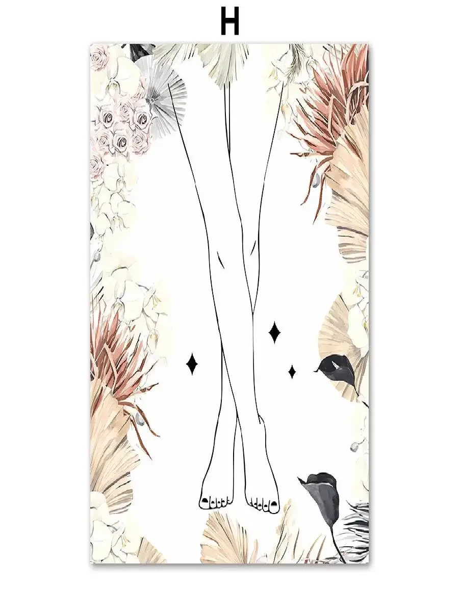 Boho Floral Scandi Wall Art Canvas Painting  Nordic Posters and Prints for Beauty Salon Spa   Pedicure Scissor Nail Art  Ho