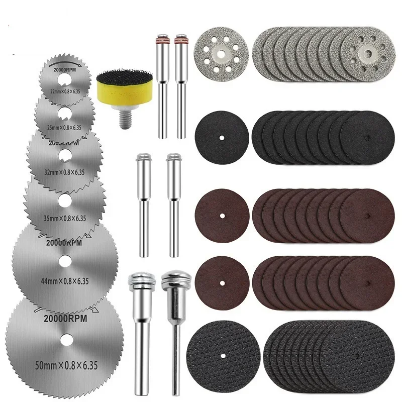 

31-63PCS Saw Blade Cutting Disc Set HSS Saw Blade Kit Wood Cutting Disc Diamond Metal Saw Blade Power Tools for Dremel Drill