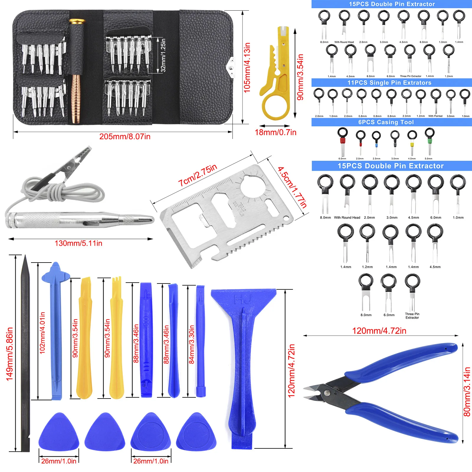 Car Terminal Removal  Electrical Wiring Crimp Connector Pin Extractor Kit Automobiles Terminal Repair Hand Tools