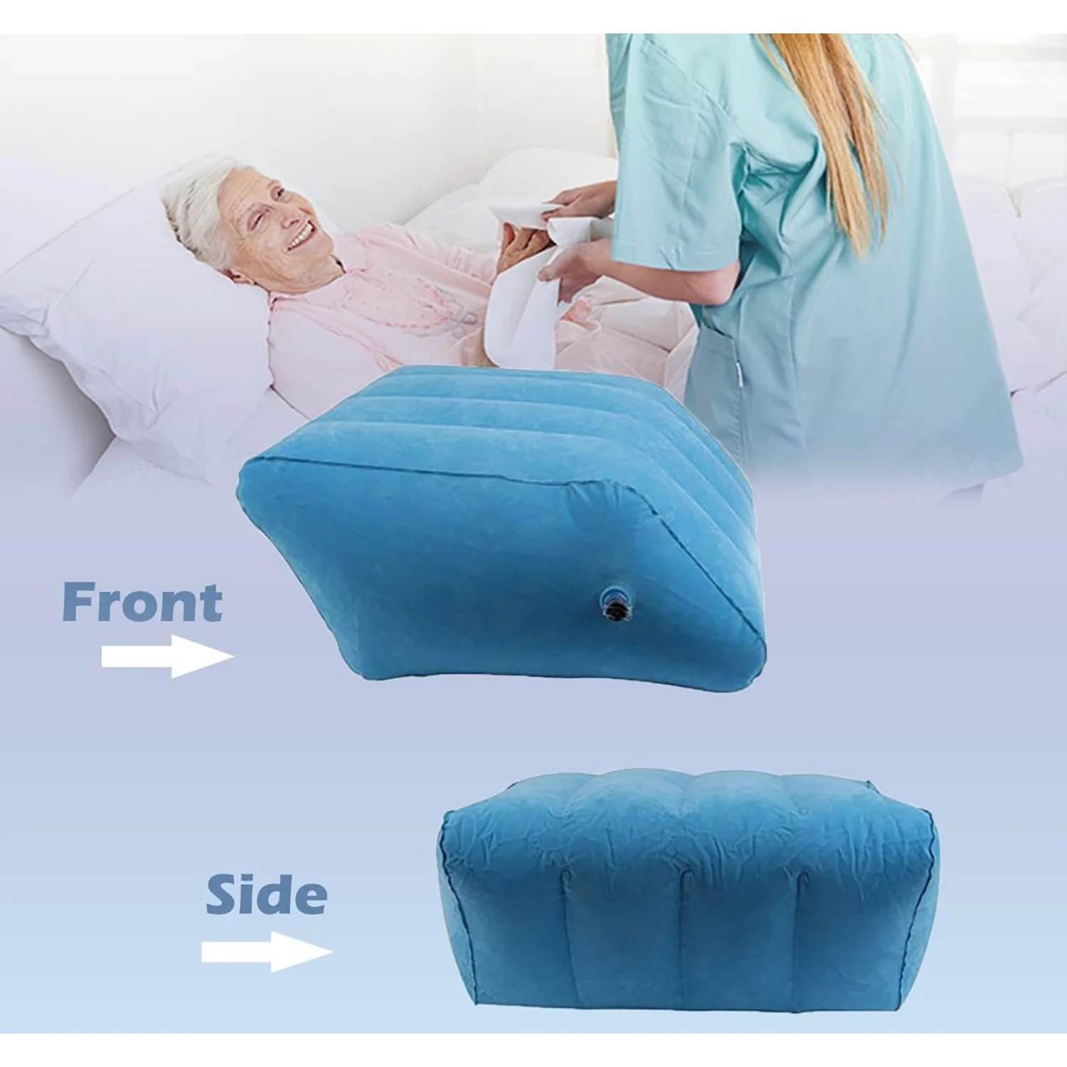 Inflatable Bed   for Legs, Post-Surgery Swelling Foot, Knee, Ankle Elevation Stool for Bedridden Elderly (Blue, 20"x16"")