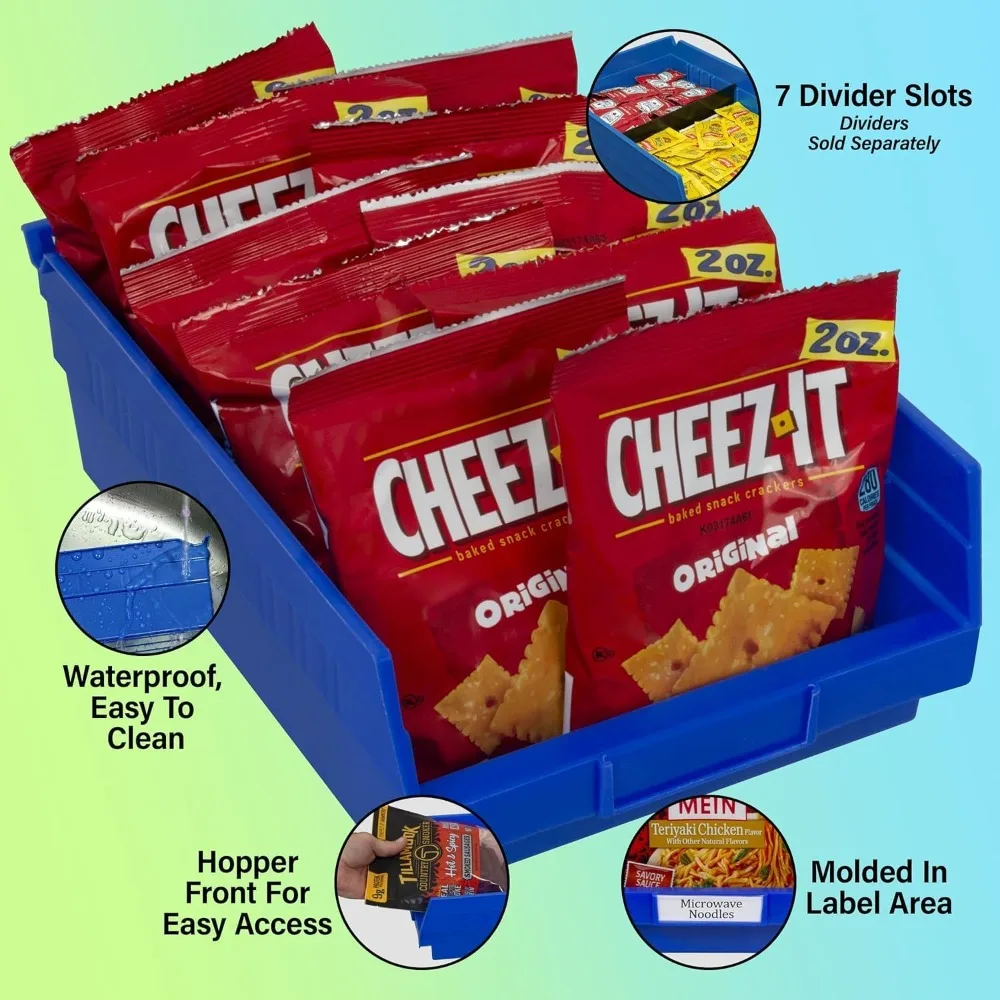 أثاث الحدائق 30150 صناديق أرفف بلاستيكية، صناديق تخزين شديدة التحمل لتنظيم المرآب والخزانة والأدراج، 12 عبوة باللون الأزرق