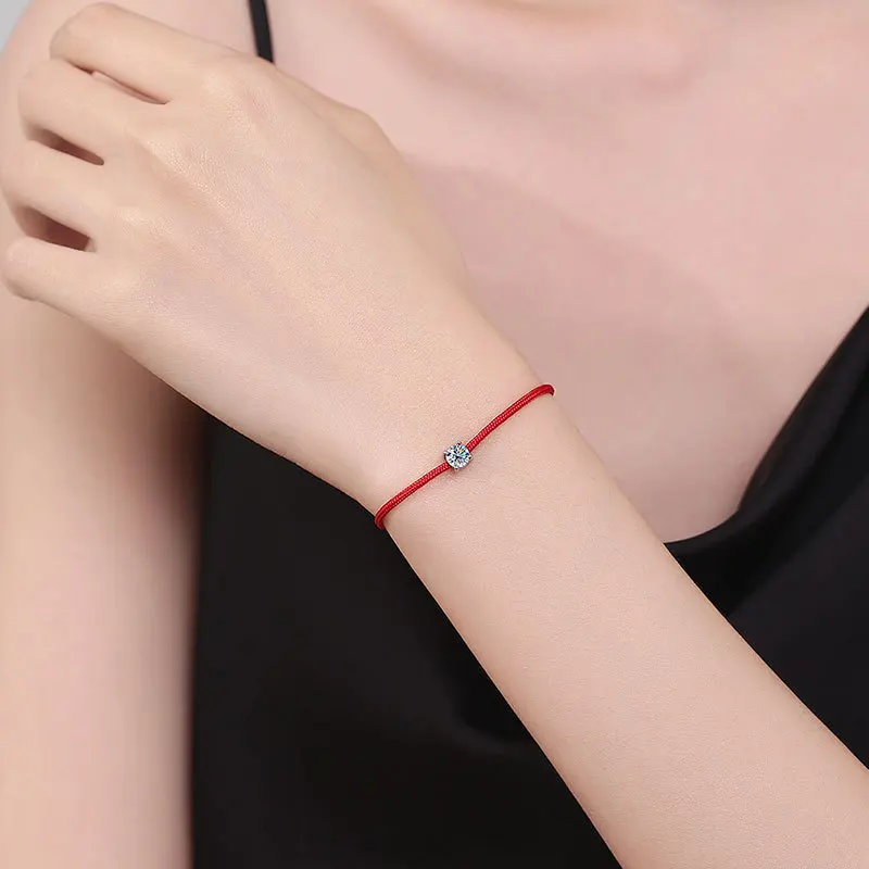 925 Sterling Silber 0,5ct D VVS Moissanit Rotes Seil-Armband für Damen Feiner Schmuck Hochzeit Verlobung Party Weihnachtsgeschenk – Detail 9