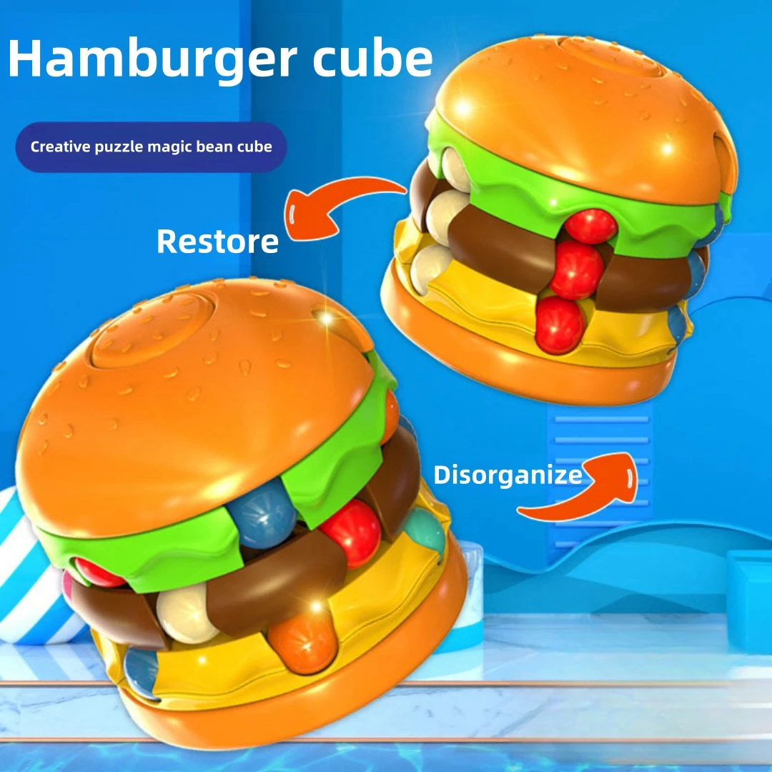 Hamburger Rubik's Cube French Fries Magic Beans Stress Relief Fidget Spinner Novel Special Spin Ball Children's Educational Toy