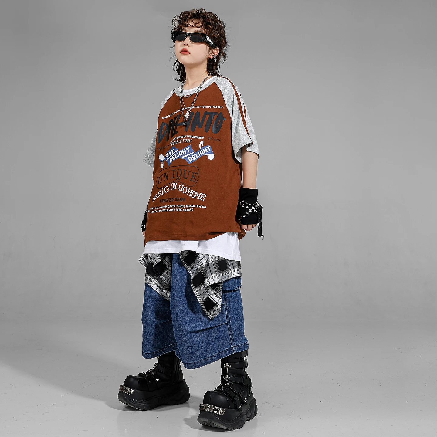 Hip Hop garçons T-shirt surdimensionné short en jean tenues de danse de rue filles K-pop Jazz Costume enfant vêtements ensemble enfants Streetwear