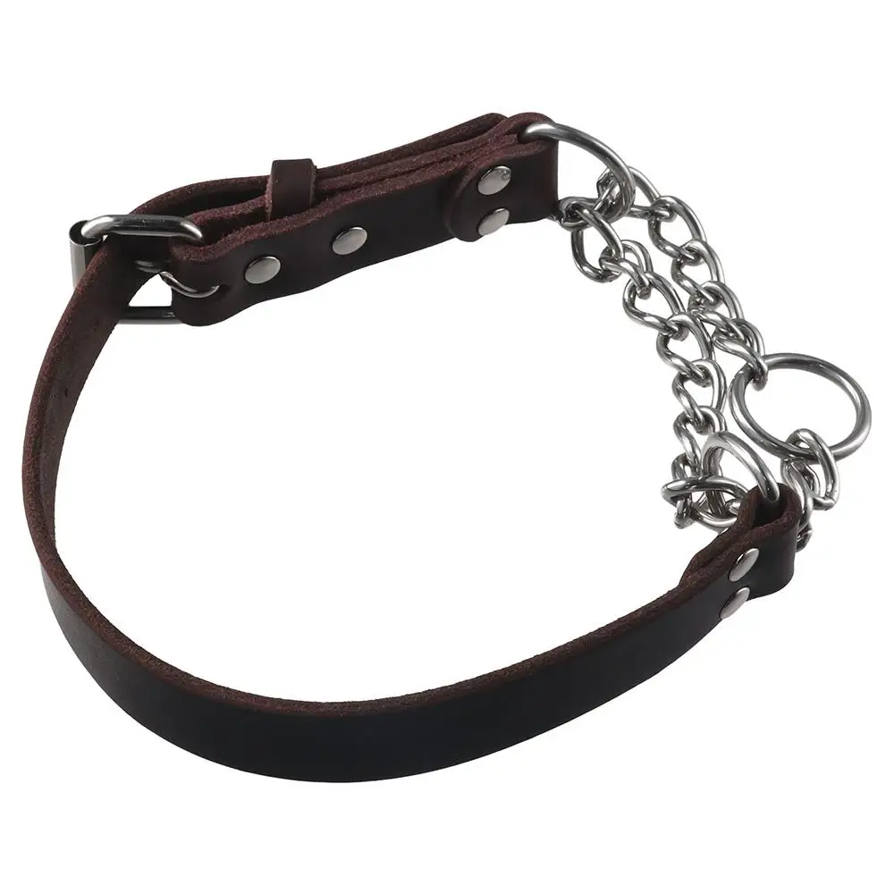 PU Leather Dog Collar Collars Stainless Steel Durable Training Collar Brown Pet Collars