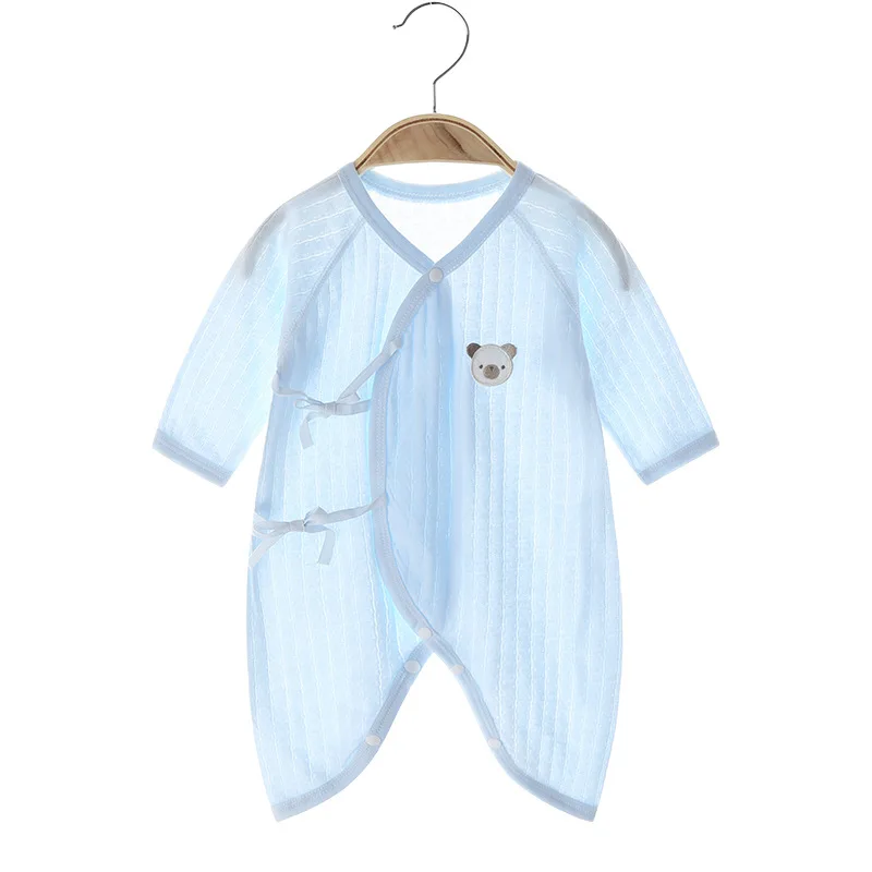 Baby Jumpsuit Summer Thin Boneless Newborn Clothes Pure Cotton Rompers Long-Sleeved Air Conditioning Room Clothing Baby Pajamas