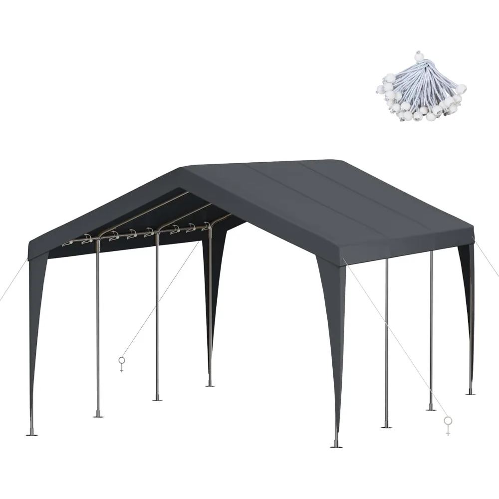 

12x20 FT Heavy Duty Carport, Outdoor Portable Car Canopy Garage, Galvanized Steel Frame, UV-Resistant Waterproof PE Tarp Shelter