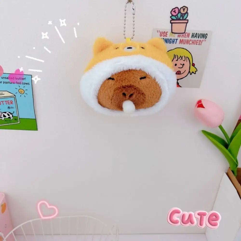 Plüsch Capybara Schlüssel bund mehrfarbige Kopf bedeckung Capybara Puppe Capybara Tasche Anhänger weichen Cartoon flauschige Tier puppe Geburtstags geschenk