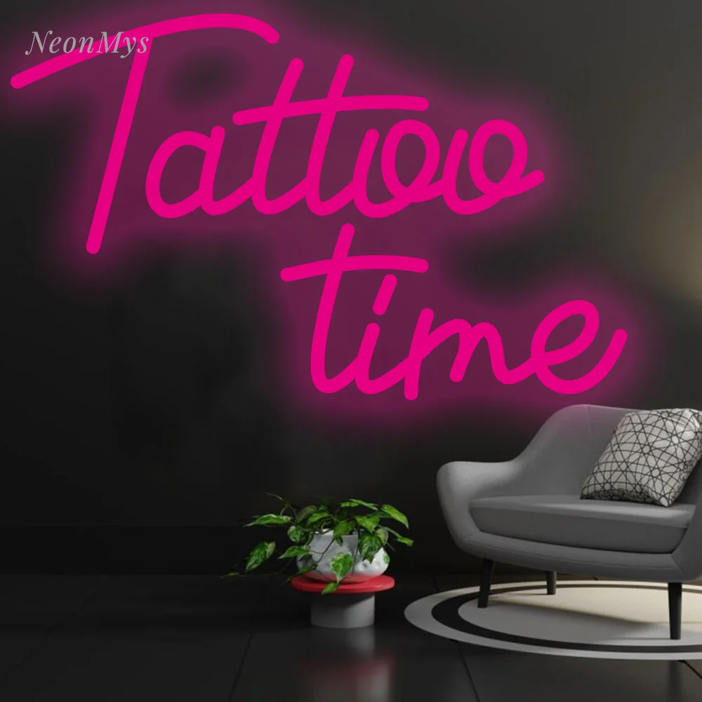 Tattoo Time Neon Sign Beauty Salon Studio Shop Decor Wall Decoration LED Lamp Signboard Business Neon Light Tattoo Lovers gift