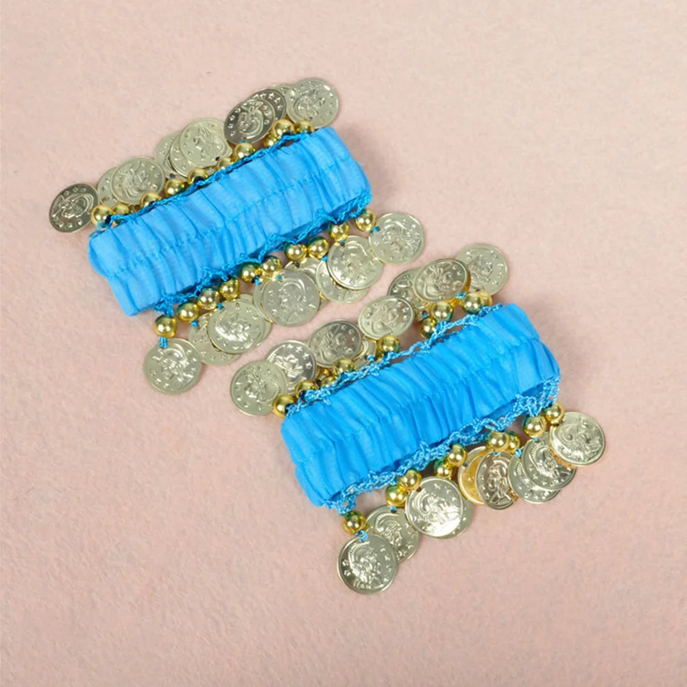 2 pares pulseira de dança do ventre brilhante delicado combinação perfeita corrente de pulso lenço de quadril acessórios de roupa de dança requintado