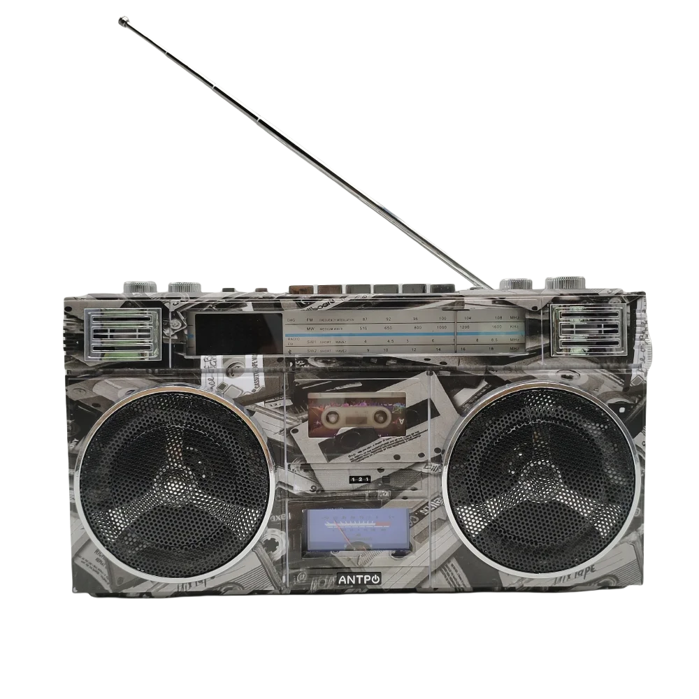 Wireless Karaoke Speaker Home Radio Entertainment Metal Mechanical Press Button Bass/Treble/Balance Built-In Speaker Replicate