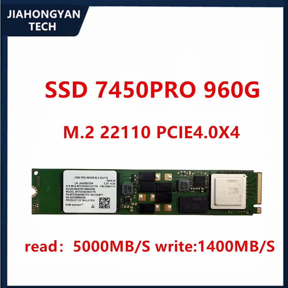 

Оригинальный твердотельный накопитель для Micron 7450PRO 960G PCIE4.0X4 1DWPD 1,92T M.2 22110 NVME Enterprise