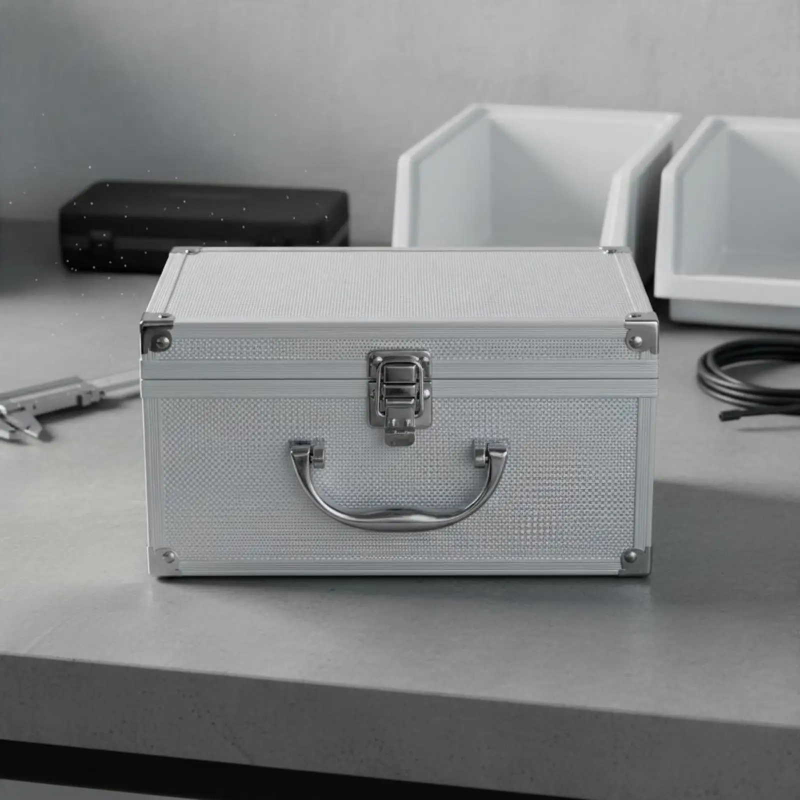 Durable Metal Security Storage Case with Foam Lined Interior for Tools Files Valuables Carrying Case