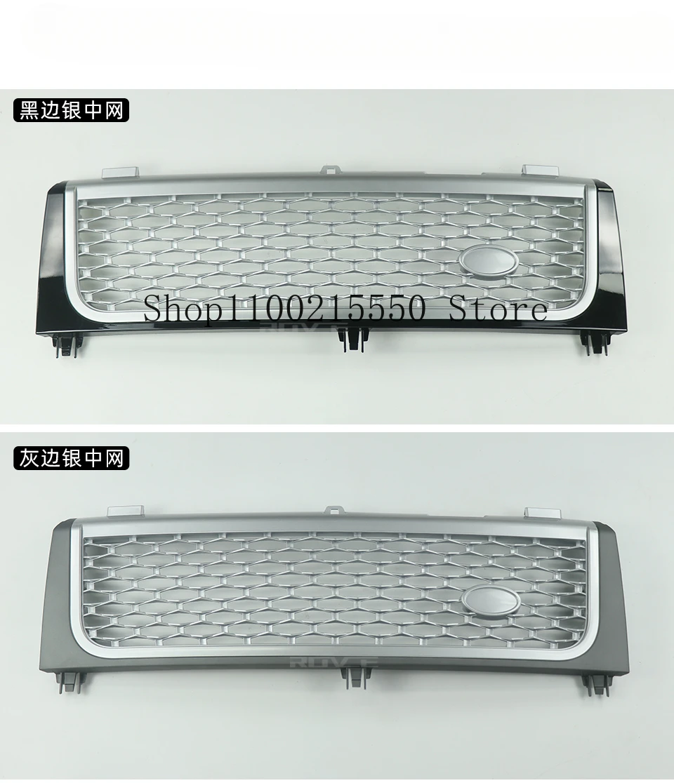 Front Bumper Mesh Grille Grill For Land Rover Range Rover Voque 2002-2006 Gloss Black And Silver Assembly Accessories