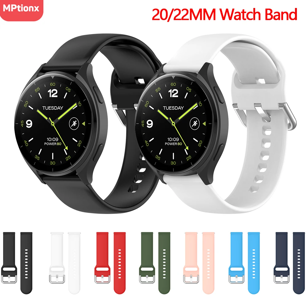 20mm 22mm Silicone Strap For Samsung Galaxy watch 4/5/6/Classic 40 44 bracelet Amazfit Bip/GTS/2/2e/3/4/GTS4 Mini/xiaomi watch 2