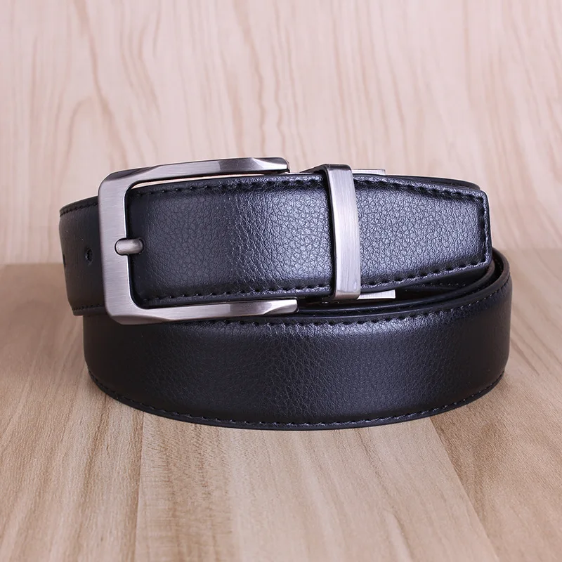 Men's genuine leather belt with rotating buckle, cowhide waist belt, men's swivel pin buckle, casual, double-sided usable belt