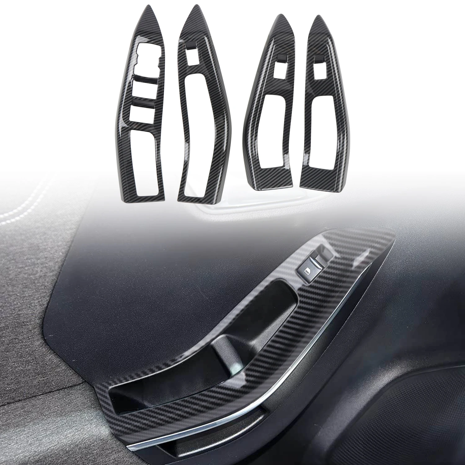 

RHD! For Ford Puma 2019 2020 2021 2022 2023 Window Switch Lift button Cover Trim ABS Carbon Fiber Printed Car Accessories