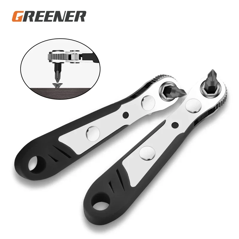 Greener Adjustable Mini Rapid Ratchet Socket Wrench Repair Tool For Car Vehicle Household Quick Socket Tools Release Easy