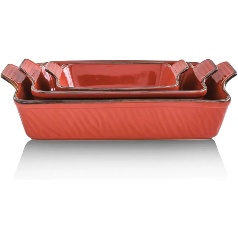 

KOOV Bakeware Set, Ceramic Baking Dish Set, Rectangular Casserole Dish Set, Lasagna Pans for Cooking, Cake Dinner, Kitchen, 9 x