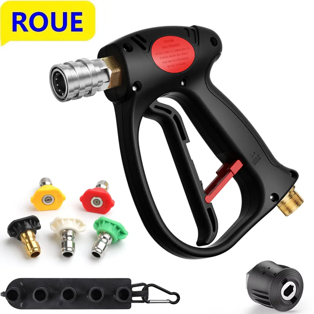 1/4” Quick Connect Car Wash High Pressure Spray Gun Stainless Steel Brass M22-ID14mm for Karcher/Nilfisk/Gerni/Bosch Lavor/AR