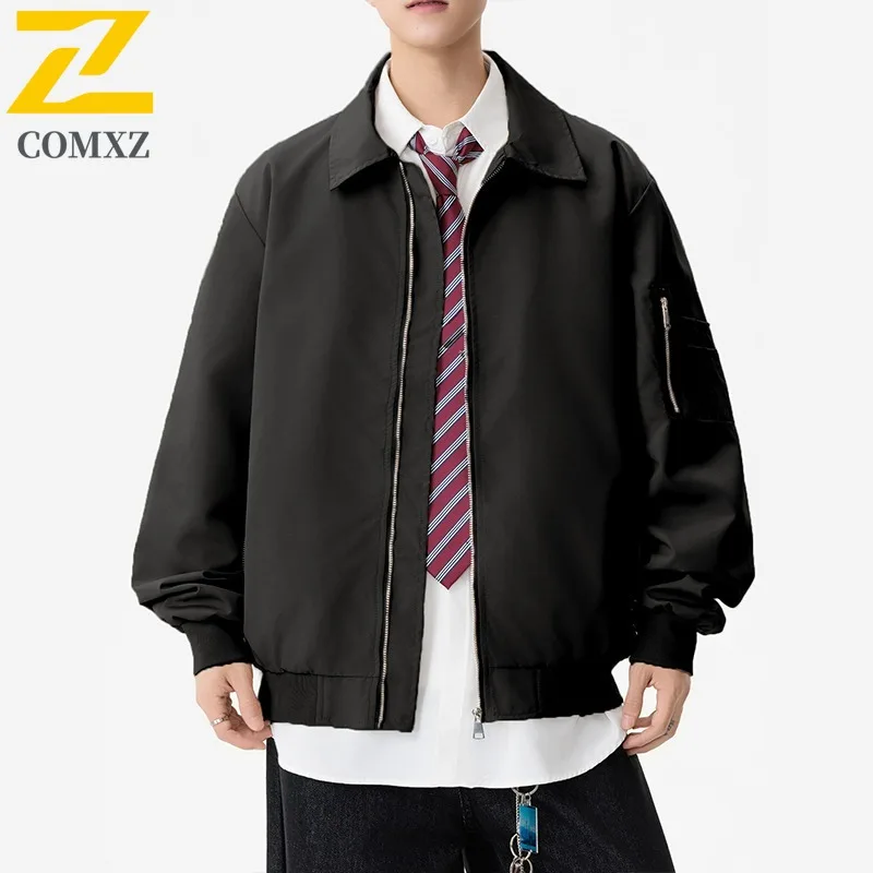 

COMXZ новая мужская куртка в американском стиле ретро износостойкая мотоциклетная куртка модная повседневная осенняя легкая куртка с отложным воротником