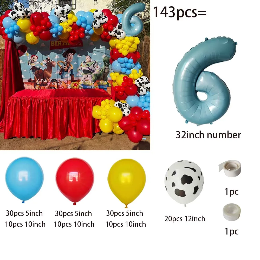 143pcs Disney Toy Story Birthday Theme Party Balloons Garland Arch Kit Buzz Lightyear Kids Birthday Party Decors Suplies Globos