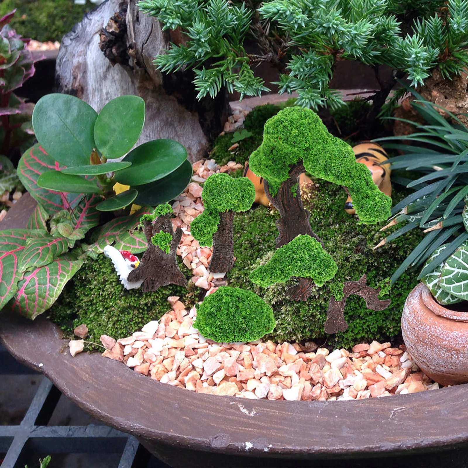 

6Pcs Creative Artificial Green Trees Micro Landscape Moss for Plants Mini Garden Accessories Terrarium Decor Fake Greenery