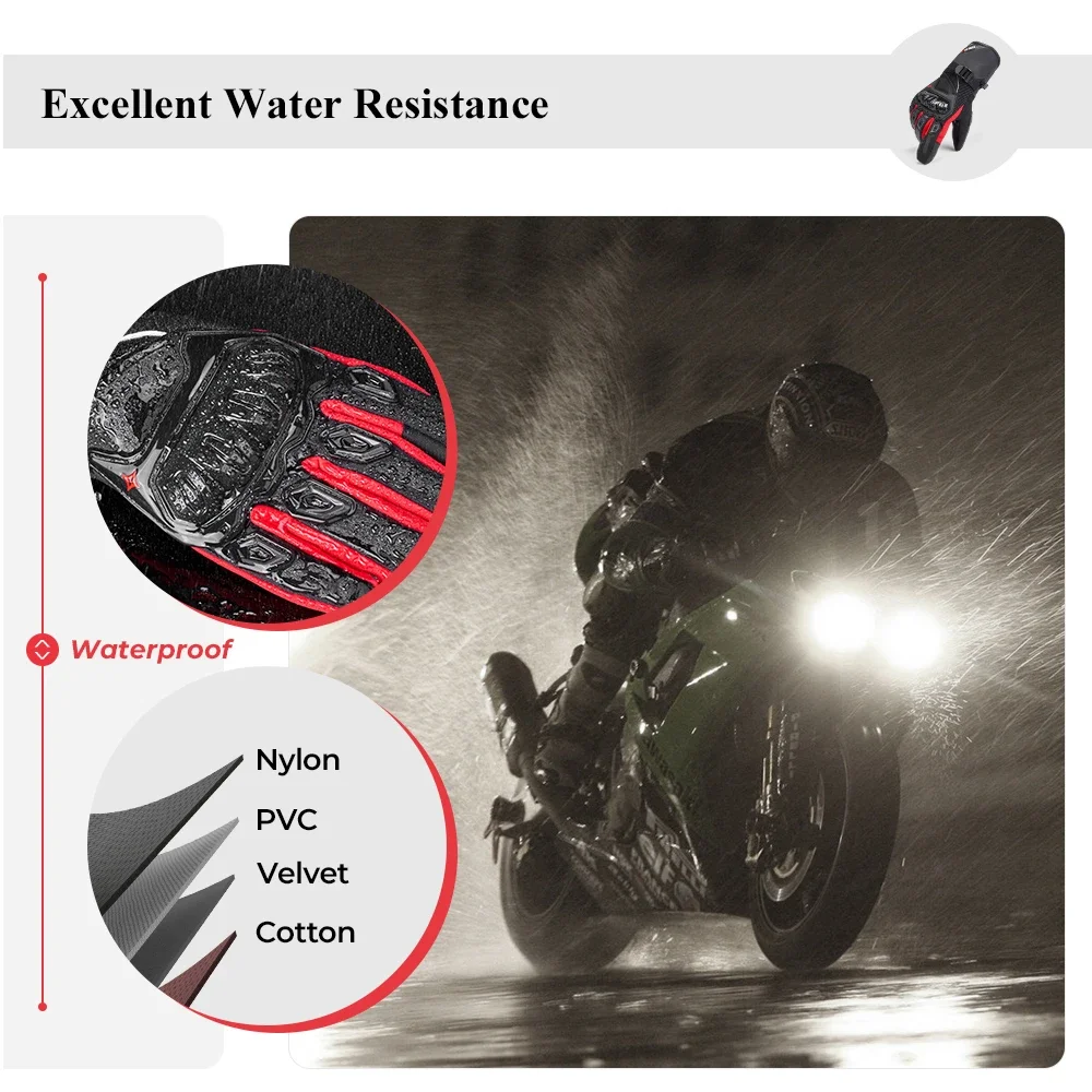 KEMiMOTO CE Motorradhandschuhe Winter Schwarz Guantes Moto Invierno Warm Touchscreen Wasserdicht Winddicht Schutzhandschuhe – Detail 14