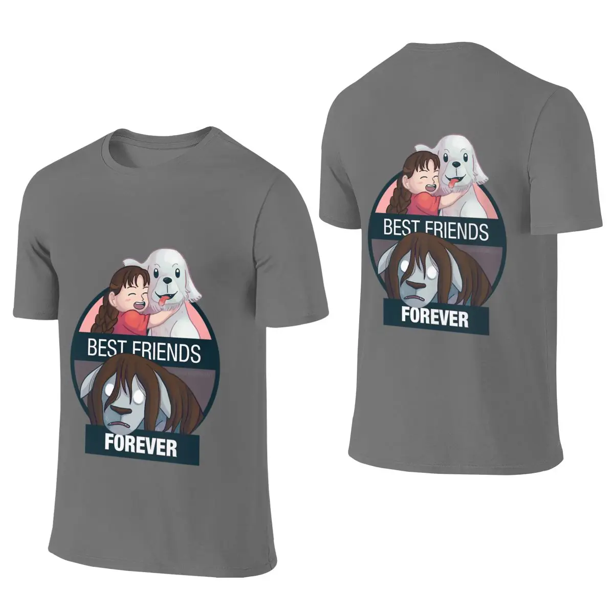 Nina And Alexander - Best Friends Forever Standard Shoulder Reversible T-shirt Fresh And Versatile Anti-Static T-shirt