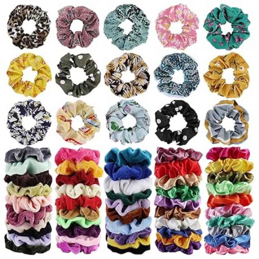 

65 Pcs Velvet Hair Scrunchies Hair Bands for Women or Girls,Elastic Soft Ponytail Holder Hair Ties for Birthday, Party, Thanksgiving, Christmas, 1 Count (Pack of 65)