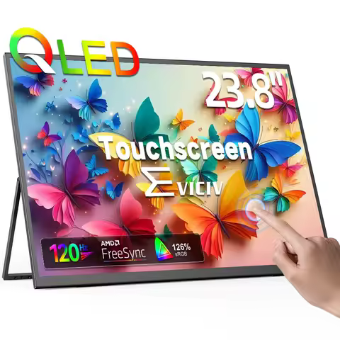 EVICIV 23.8" 120Hz Touchscreen Portable Computer Monitor 1080P 100% sRGB HDMI USB-C HDR Freesync Laptop Display For Steam Deck