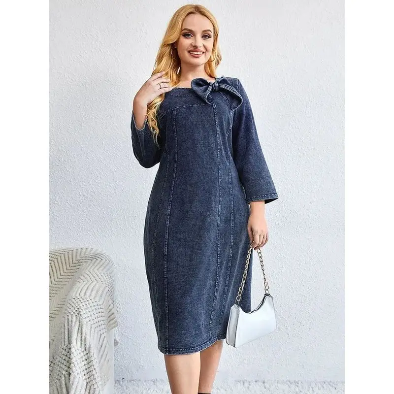 Jean décontracté pour femmes, grande taille, coupe ample, mi-long, ligne a, Sve Cleanfit Sle Thi, Collection hiver, sans marque