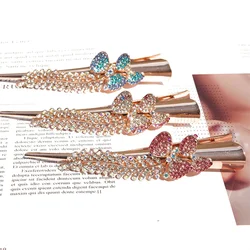 New Women Elegant Luxury Rhinestone Ponytail Duckbill Clamp Lady Sweet Bow Tie Hair Clips Headband Fashion Hair Accessories Gift