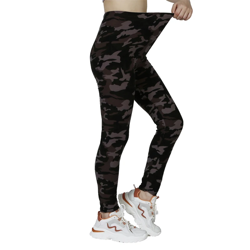 PD112 Camo Light Coffee Printed White Gray WOMEN\'S Casual Sports Leggings with High Elasticity, Slim Fit, and Tight Cropped Pant