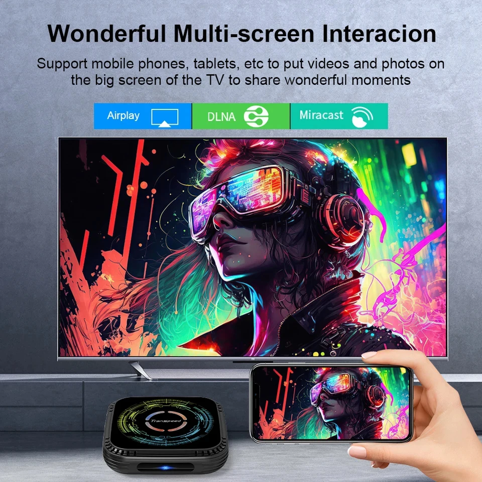 Transpeed Allwinner H728 Android 14 TV BOX Dual Wifi 6 32G64G Octa-Core ARM Cortex A55 Support 8K HDR Video 4K BT5.0 Set Top Box
