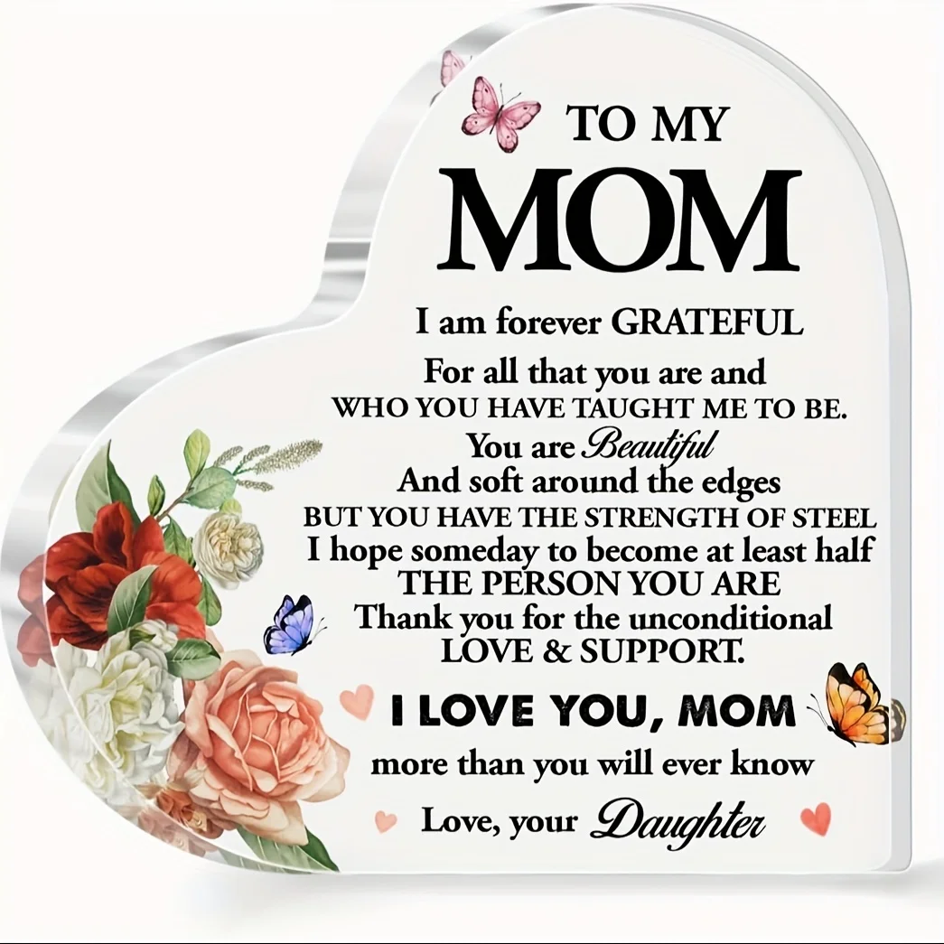 To My Mom from Daughter Son Gifts, regalo de mamá, letrero de corazón acrílico, te amo, mamá, más de lo que vas a saber, 1 ud.