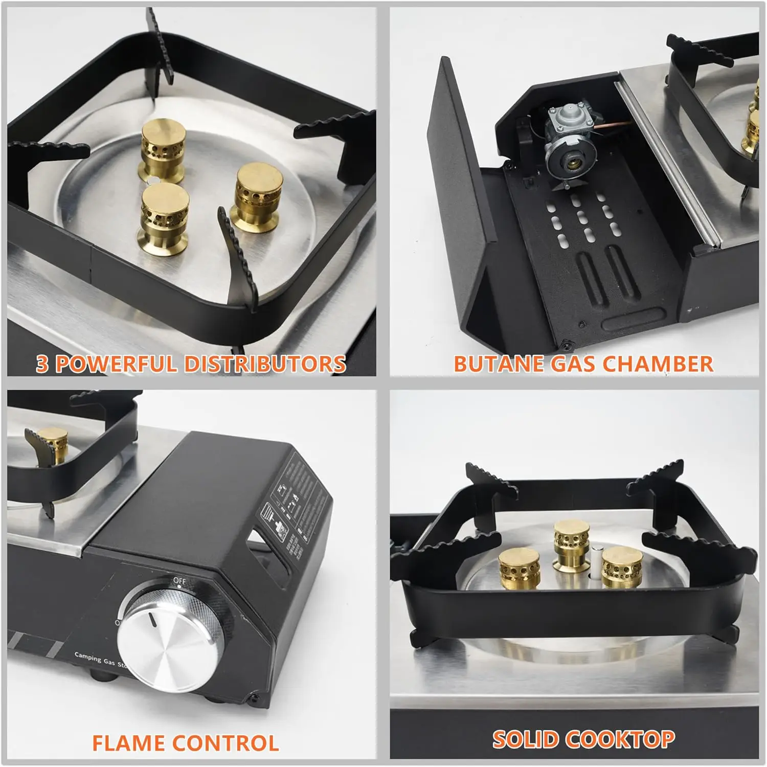 Portable Butane Stove with Case, Precise Heat Control for Camping, Hiking, RV & Emergency Use - GS336CIb