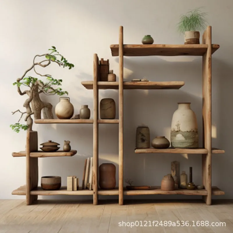 إطار جديد من خشب الدردار على الطراز الصيني مصنوع من الخشب الصلب وخزانة عرض كلاسيكية مزخرفة لغرفة المعيشة المنزلية وتقسيم الإقامة المنزلية في القرون الوسطى