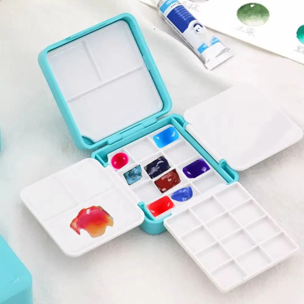 Portable Mini Portable Painting Box Subpackage Design Compact 12/24 Grids Palette Removable Empty Travel Art Supplies Box