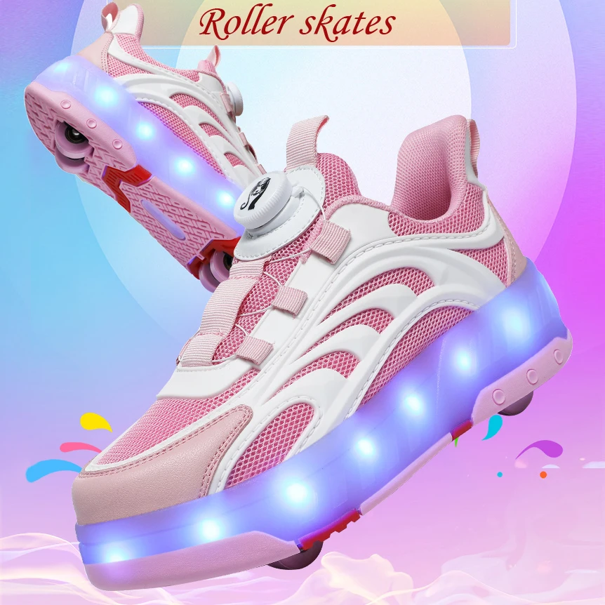 

Fashion outdoor roller skates Student Swivel Buckle Sneakers with lights Flash Wheel shoes Multi-purpose sneakers