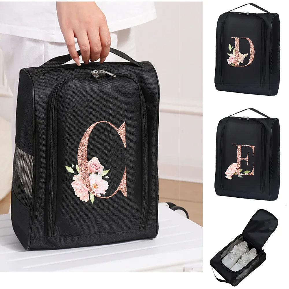 Letter-Printed Golf Shoe Bag, Oxford Cloth Shoe Storage Bag, Breathable and Lightweight Tote Bag, Soccer and Tennis Shoe Bag